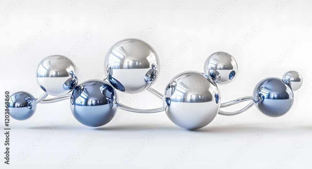 Abstract Molecular Network with Blue Spheres on White Background Abstract Molecular Network with Blue Spheres on White Background
