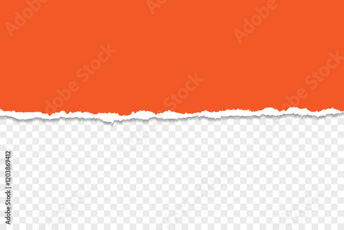 Vibrant Orange Torn Paper Edge with Transparent Background for Creative Designs