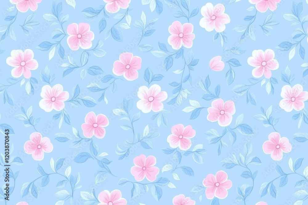 Soft Floral Pattern with Playful Pink Flowers Soft Floral Pattern with Playful Pink Flowers