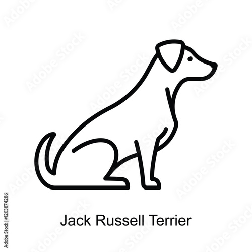 Jack Russell Terrier, line  icon. Dog is sitting. Linear illustration, editable strokes