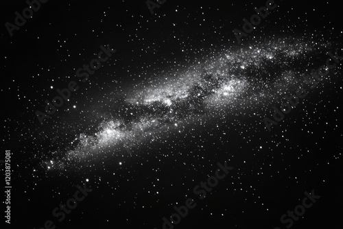 Starry night sky with vibrant shades of blue and distant galaxies illuminatin...
