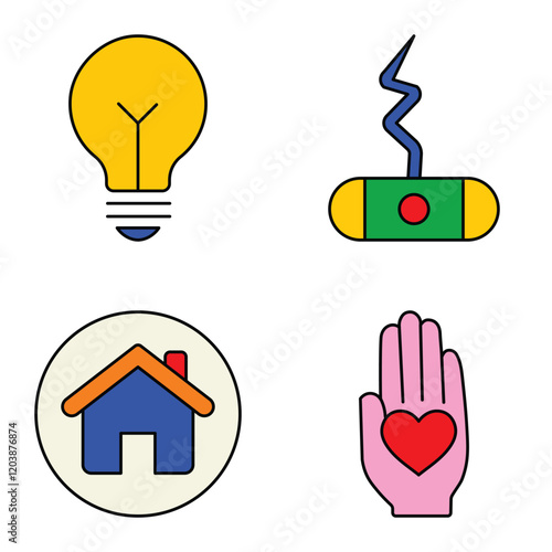 Modern Icons Flat Icon Set Isolated On White Background