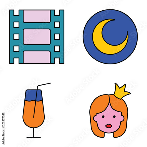 Modern Icons Flat Icon Set Isolated On White Background