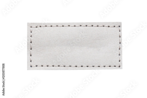 Wallpaper Mural Gray leather belt strap closeup isolated on white. Grey stitched leather seam frame label tag isolated on white. Suede empty copy space fashion background. Torontodigital.ca
