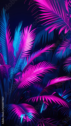Wallpaper Mural Surreal Jungle Vibrant Neon Leaves and Glowing Foliage Torontodigital.ca