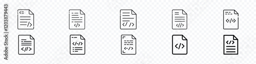 script line icon, coding write icon, write code icon, Programming code vector icons set, programming line craft collection