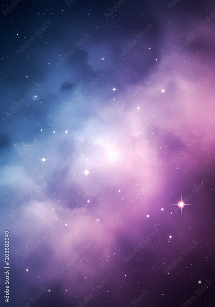 Obraz premium Cosmic Nebula Purple and Blue Galaxy with Sparkling Stars Celestial Night Sky Background