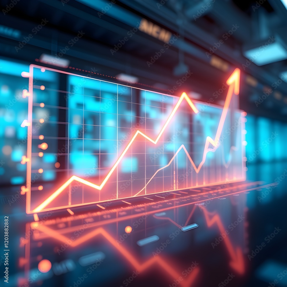 Digital chart with glowing futuristic interface Digital chart with glowing futuristic interface