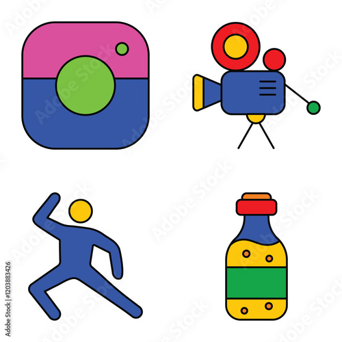 Modern Icons Flat Icon Set Isolated On White Background