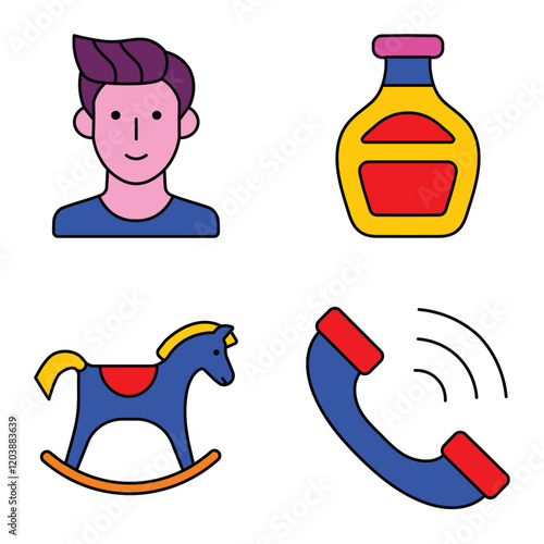 Modern Icons Flat Icon Set Isolated On White Background