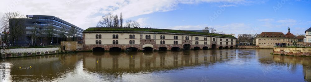 Covered bridges of Strasbourg panoramic view, Alsace, France Covered bridges of Strasbourg panoramic view, Alsace, France