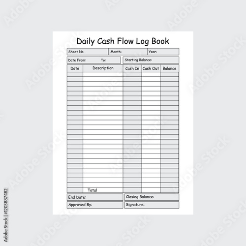 Vector illustration of daily cashflow log book