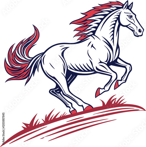 Running mustang horse vector with white background