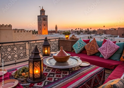 Moroccan Rooftop Terrace Dinner: Delicious Tagine & Sunset Views