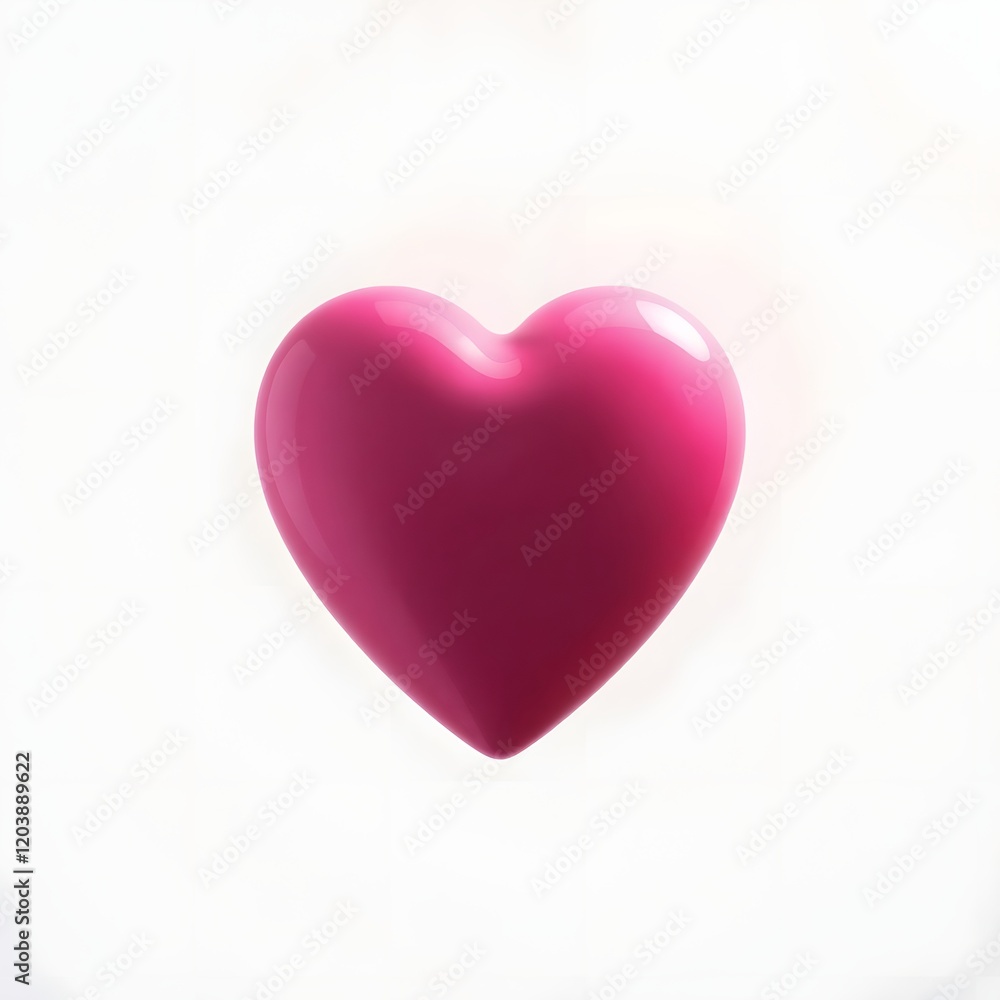 Bright Pink Heart on White Background: Valentine's Day Symbol for Love and Romance Bright Pink Heart on White Background: Valentine's Day Symbol for Love and Romance
