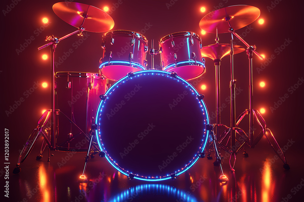 A glowing digital drum set with vibrant holographic beats, symbolizing rhythm and energy A glowing digital drum set with vibrant holographic beats, symbolizing rhythm and energy