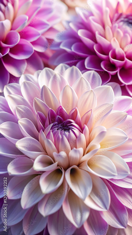 A macro shot of overlapping flower petals, with soft gradients of pink, purple, and white, emphasizing A macro shot of overlapping flower petals, with soft gradients of pink, purple, and white, emphasizing