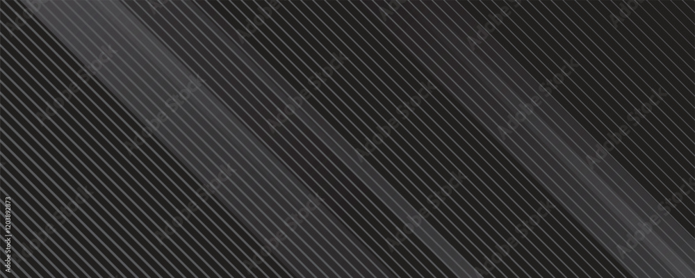Obraz premium Grey abstract curved wavy lines on black background. Black background with line curve design. Blurred black silk fabric. Iridescent and shining like a star in the night sky, It has a taffeta-like body