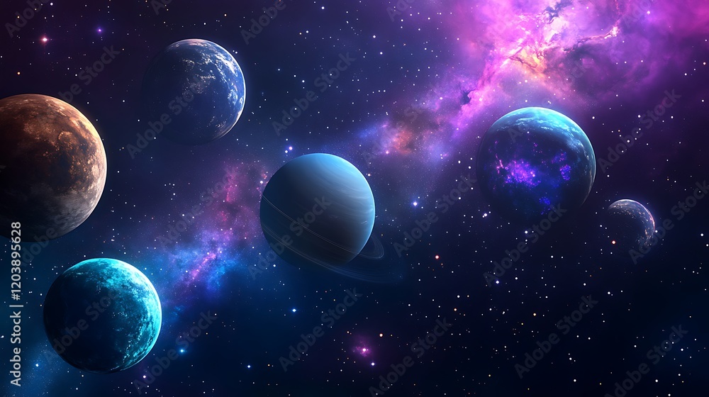 Fototapeta premium Space Exploration Banner Highlighting Futuristic Concepts and Discovery