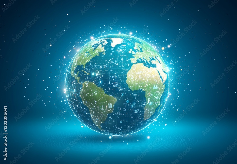 Digital Abstract Globe with Network Background Digital Abstract Globe with Network Background