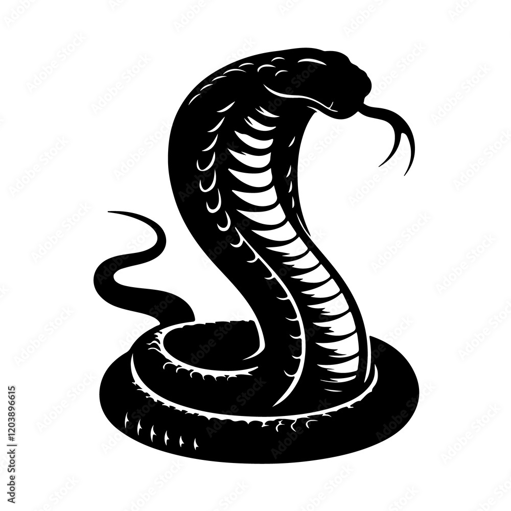 Fototapeta premium King Cobra black Silhouette the white background