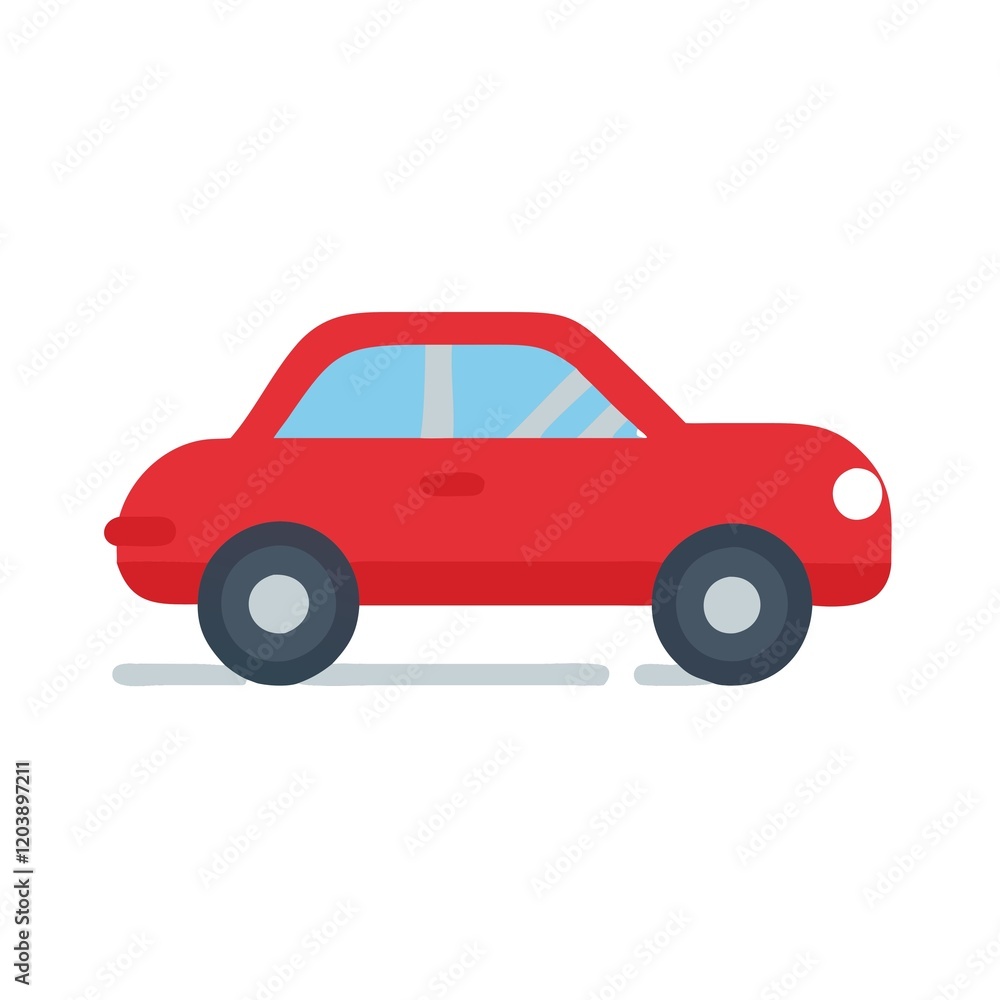 Red Car icon on the white background. Red Car icon on the white background.