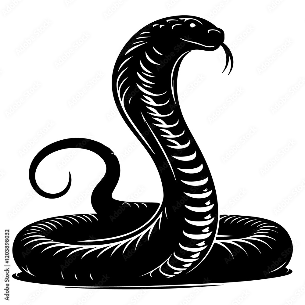 King Cobra black Silhouette the white background King Cobra black Silhouette the white background