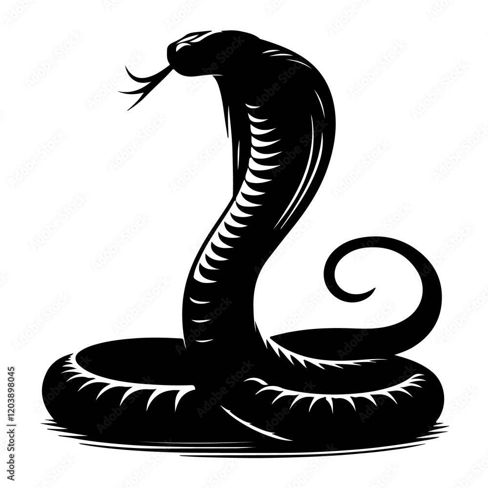 Fototapeta premium King Cobra black Silhouette the white background