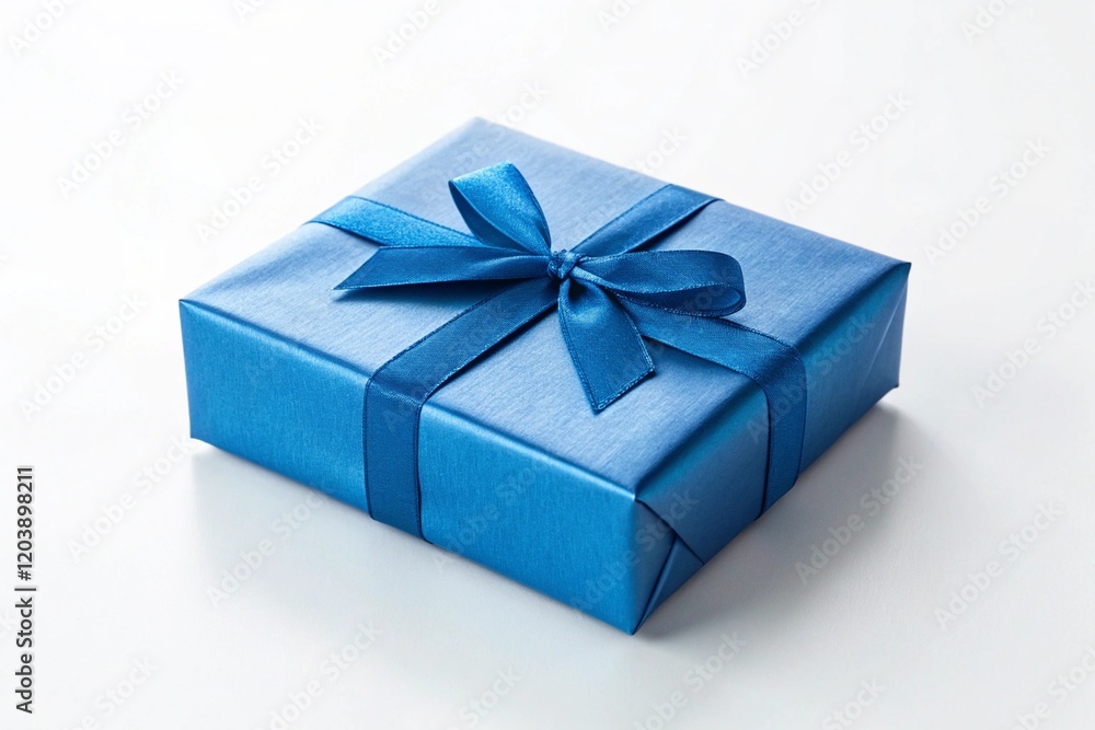 Obraz premium blue box gift on white background.