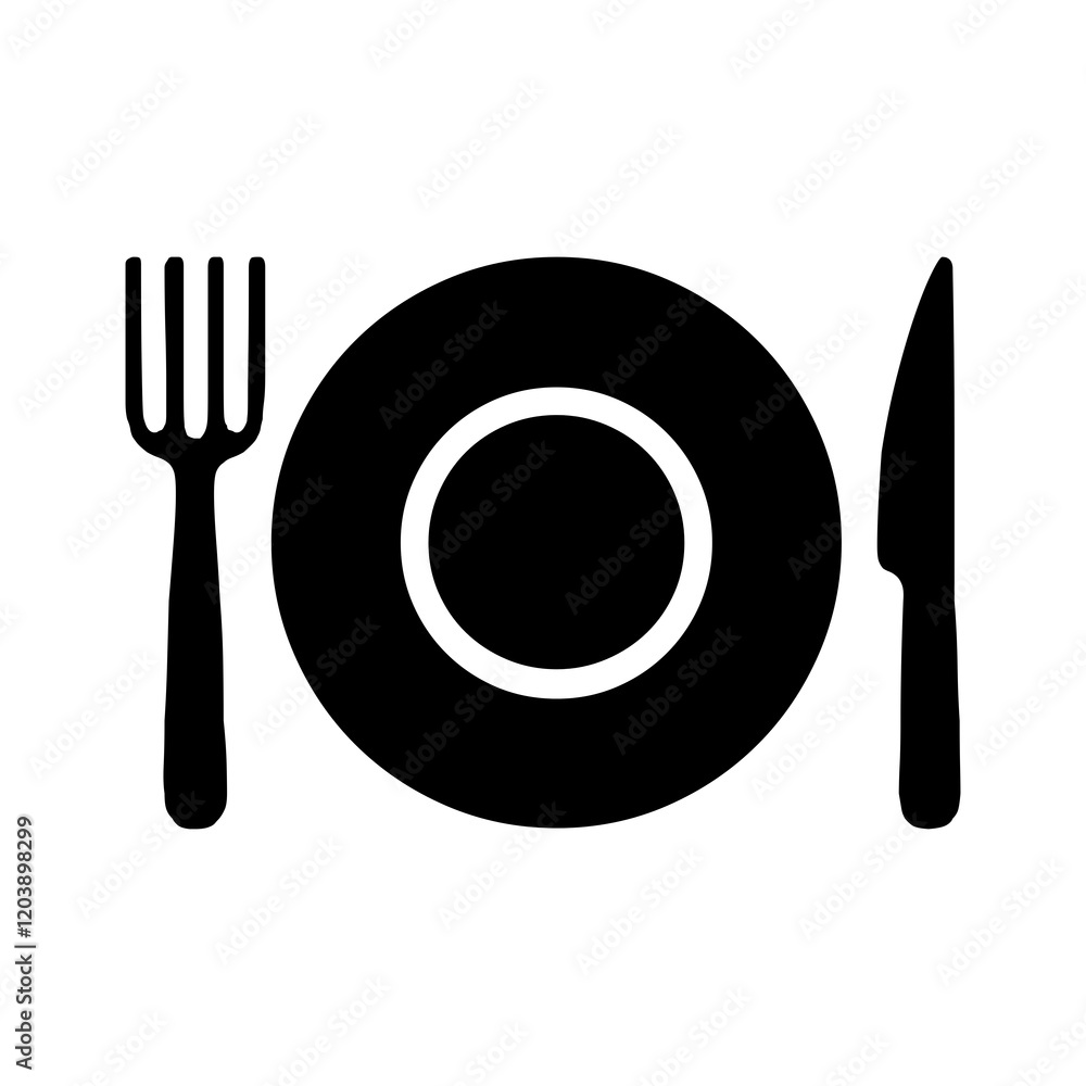 Plate and cutlery symbol icon Plate and cutlery symbol icon