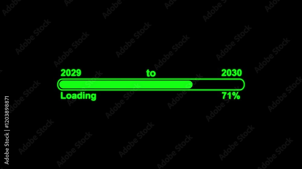 Loading bar from 2029 to 2030 new year transfer animation. Year changing from 2029 to 2030 animation. Loading bar from 2029 to 2030 new year transfer animation. Year changing from 2029 to 2030 animation.