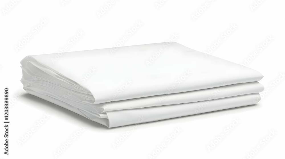 Neat stack of white bedsheets, isolated on white background, for online retail Neat stack of white bedsheets, isolated on white background, for online retail