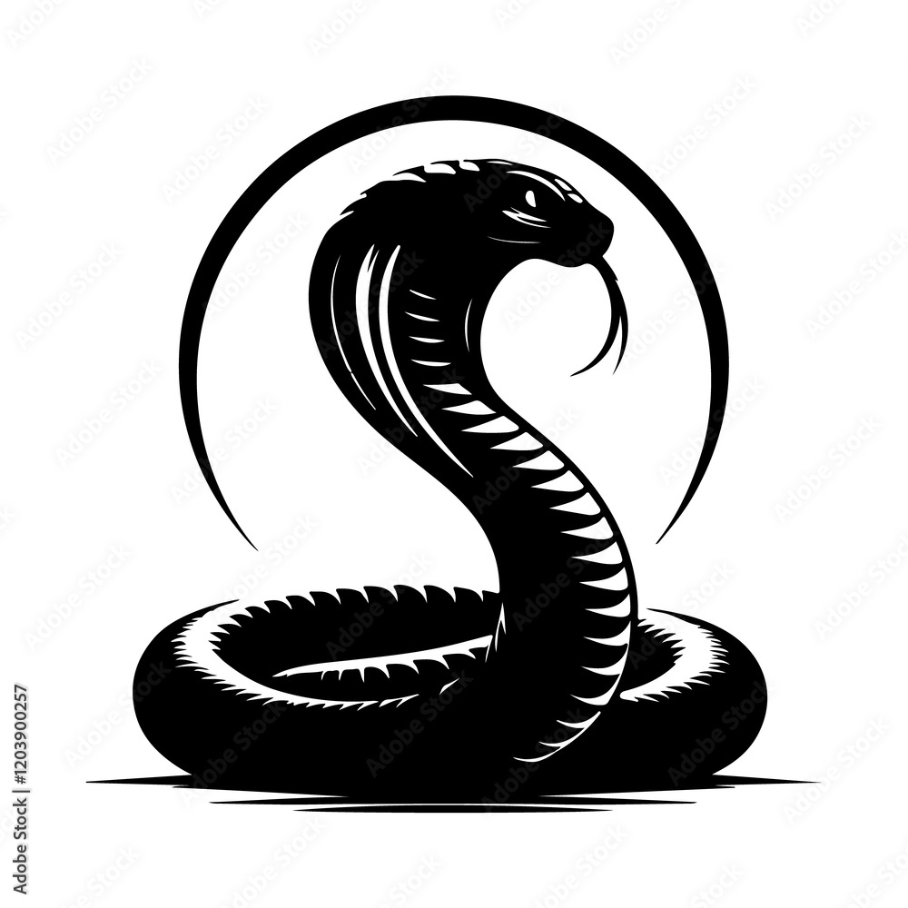 Fototapeta premium King Cobra black Silhouette the white background