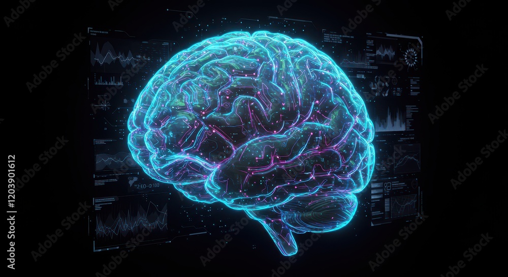 Digital brain with circuit, concept of artificial intelligence Digital brain with circuit, concept of artificial intelligence