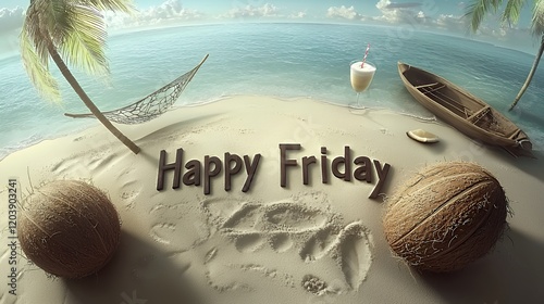 Happy Friday Tropical Beach Paradise: Relaxing Island Getaway