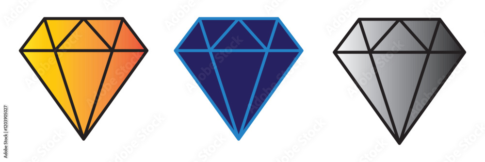 Diamond icon vector. Diamond line icon. Gemstone symbol Diamond icon vector. Diamond line icon. Gemstone symbol