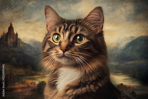 Majestic Cat in a Renaissance Landscape photo