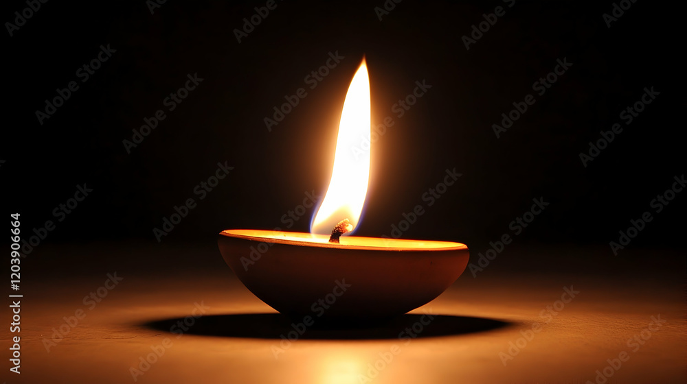 Single candle flame illuminates dark room; peaceful, spiritual atmosphere; meditation, hope concept Single candle flame illuminates dark room; peaceful, spiritual atmosphere; meditation, hope concept