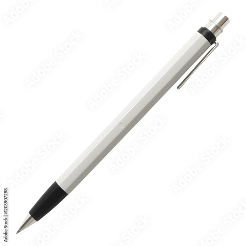 Precision Writing Instrument: An elegant and modern mechanical pencil is captured with a crisp, clean aesthetic, showcasing its sleek design, ergonomic grip, and fine point.