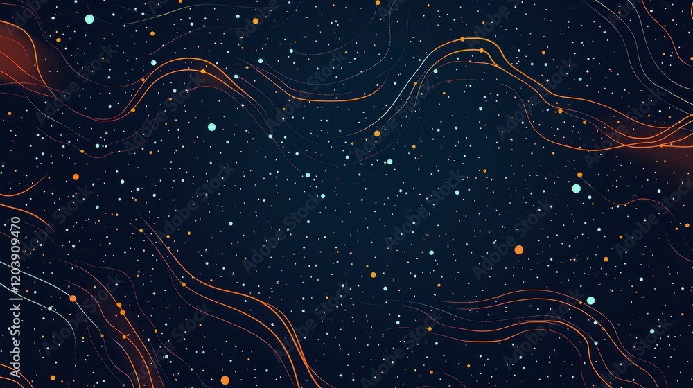 Fototapeta premium Flat minimalist abstract constellation patterns with starry dot illustration art