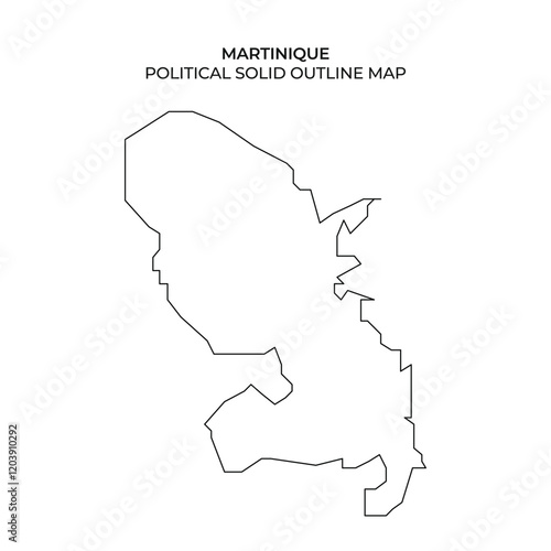 Martinique is depicted with its political borders. The solid outline emphasizes the shape and details of the island, useful for geographical or educational purposes.