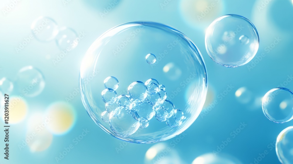 Modern flat illustration of underwater bubbles in minimalist style Modern flat illustration of underwater bubbles in minimalist style