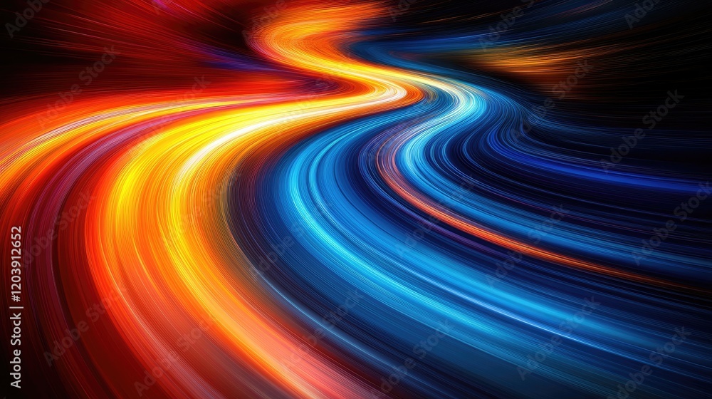 Abstract flowing lines of vibrant colors creating a dynamic visual effect, suggesting movement and energy Abstract flowing lines of vibrant colors creating a dynamic visual effect, suggesting movement and energy