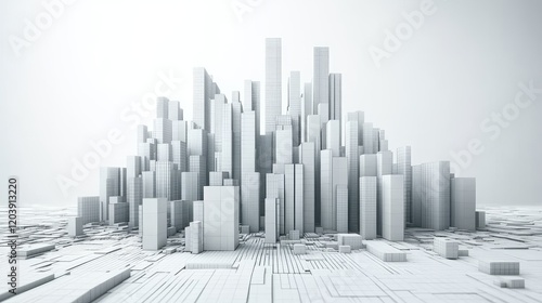 Abstract White Cityscape: A 3D Render of a Modern Metropolis