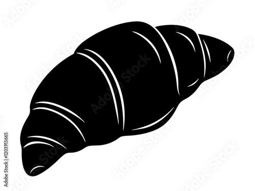 Hand-Drawn Croissant with Detailed Curves, Fresh Croissant Illustration, Bakery Art
