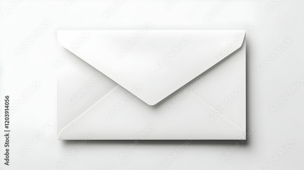 White envelope on white background; blank, ready for messaging; clean minimalist design for stationery White envelope on white background; blank, ready for messaging; clean minimalist design for stationery