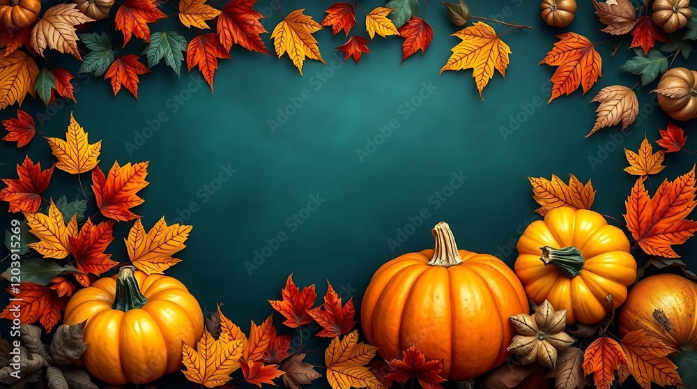Autumn background with pumpkins and leaves. Autumn background with pumpkins and leaves.