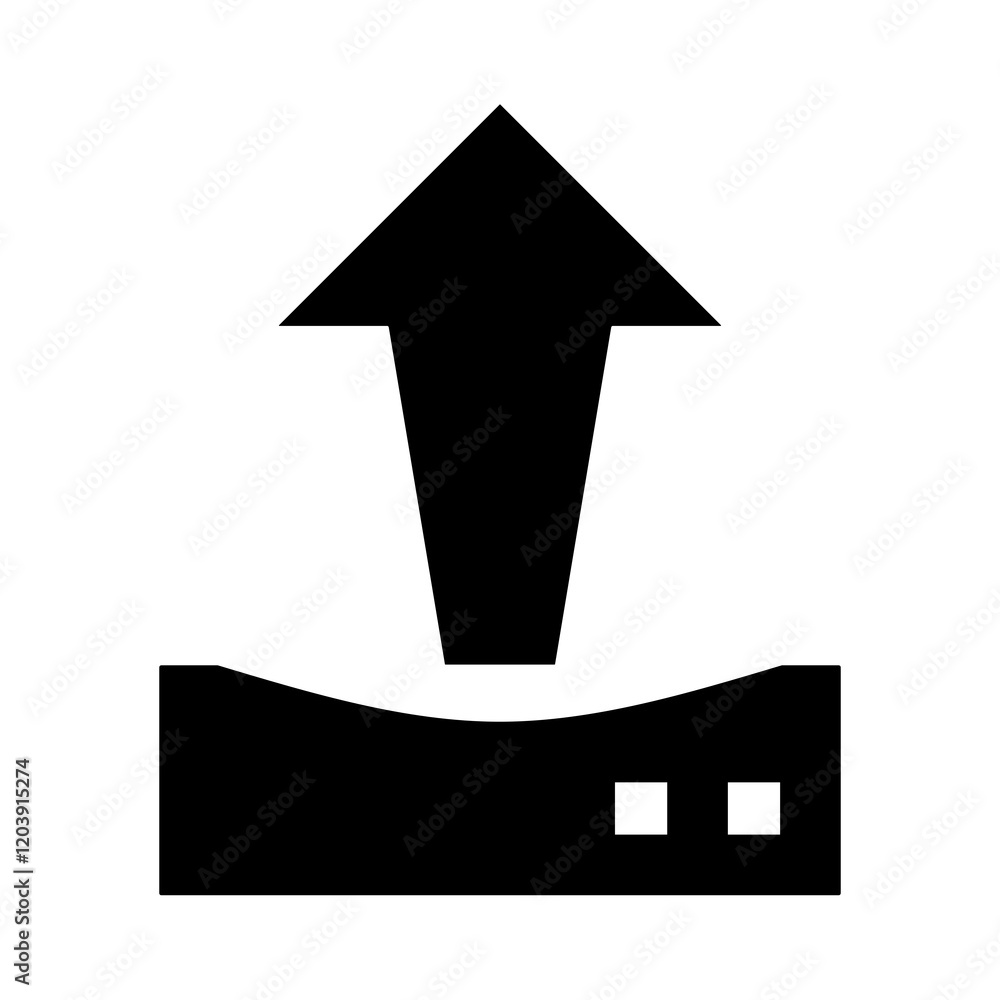 Fototapeta premium Minimal icons of upload, download, and share arrows on a hard disk. Great for web, apps, or presentations