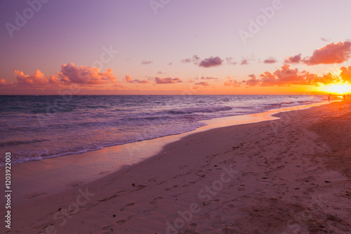 Wallpaper Mural Colorful sunrise over Atlantic ocean coast. Dominican republic, Bavaro Torontodigital.ca