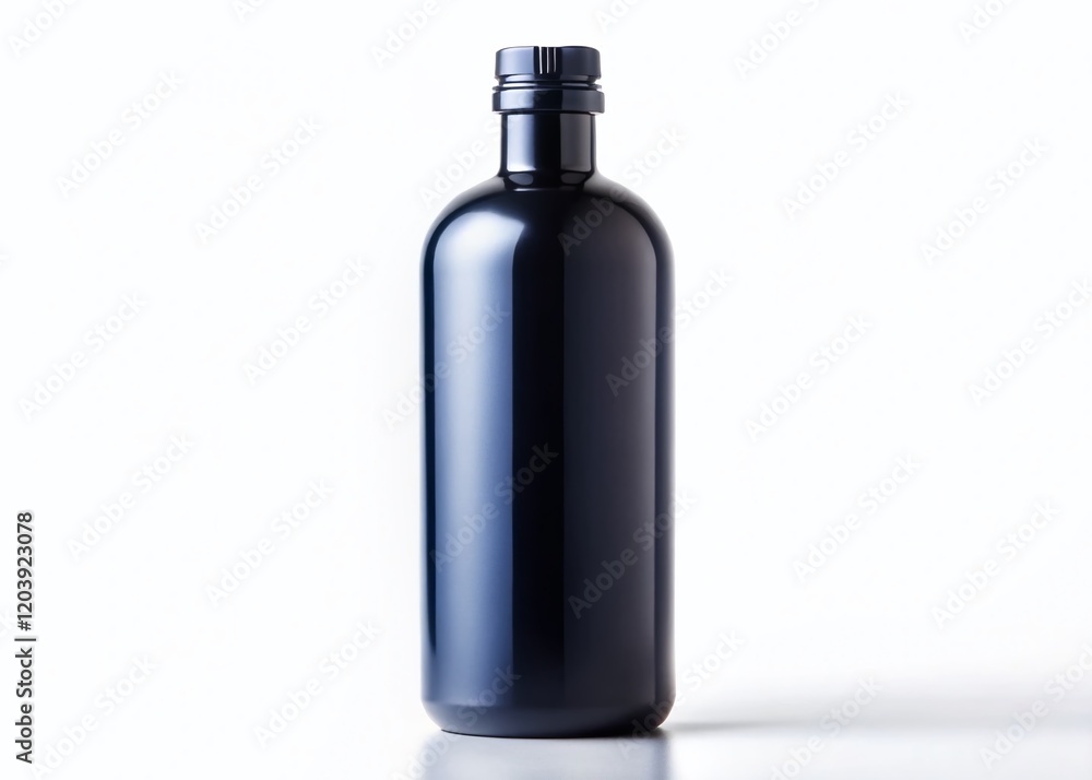 Panoramic Image of a Black Bottle Isolated on White Background Panoramic Image of a Black Bottle Isolated on White Background